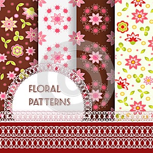Floral seamless and borders. Set