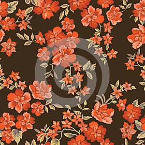 Floral seamless pattern. Abstract ornamental flowers.