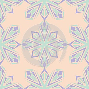 Floral seamless pattern. Beige background with violet and blue flower elements