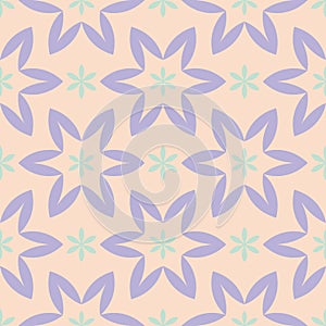 Floral seamless pattern. Beige background with violet and blue flower elements