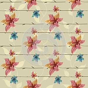 Floral seamless pattern with blooming flowers.