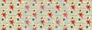 Floral seamless pattern with blooming flowers. Watercolor effect imitation, aquarelle paints.