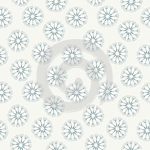 Floral seamless pattern with blue blow ball dandelion seeds on light background for textile.