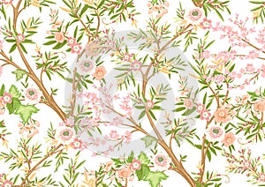 Floral seamless pattern in chinoiserie style