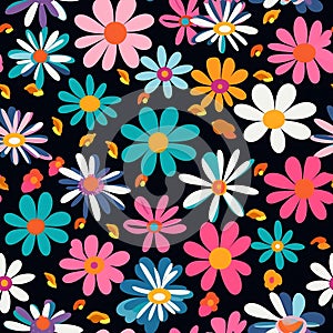 Floral seamless pattern Contemporary fun psychedelic 1