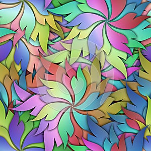 Floral seamless pattern with 3d flowers