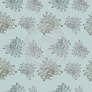 Floral seamless pattern on a blue background