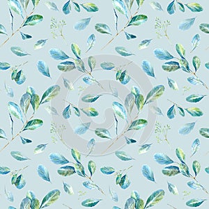 Floral seamless pattern.Eucalyptus branches.Image for fabric, photo