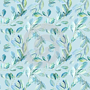 Floral seamless pattern.Eucalyptus branches.Image for fabric, paper and other printing and web projects. photo