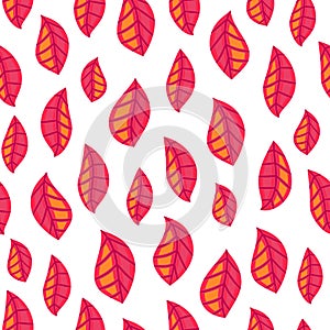 Floral seamless pattern with fallen leaves. Autumn. Leaf fall. Colorful artistic background