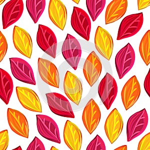 Floral seamless pattern with fallen leaves. Autumn. Leaf fall. Colorful artistic background.