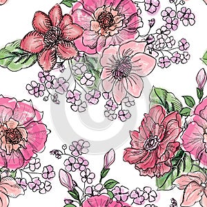 Floral seamless pattern. Flower background.