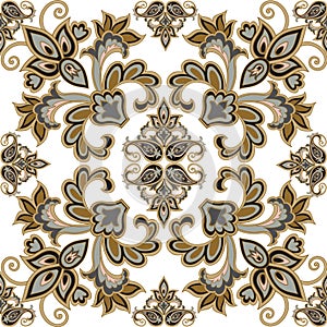 Floral seamless pattern. Flower background. Arabic oriental tile ornament
