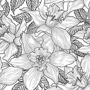 Floral seamless pattern. Flower background. Florals engraved