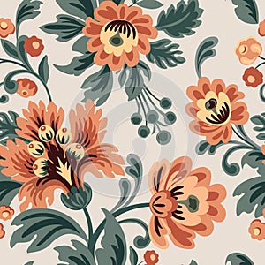 Floral seamless pattern. Flower background. Flourish garden texture with flowers and leaves