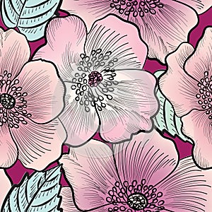 Floral seamless pattern. Flower background. Flourish texture
