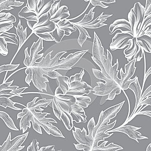 Floral seamless pattern. Flower peony background. Floral tile ornament