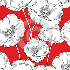 Floral seamless pattern. Flower poppy background. Floral tile ornament