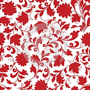 Floral seamless pattern. Flower silhouette ornament. Ornamental background