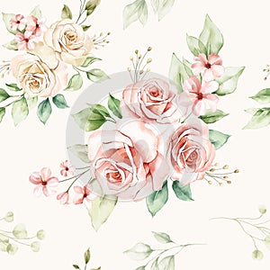 Floral seamless pattern of flowers arrangements