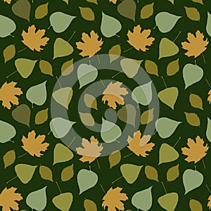 Floral seamless pattern with forest leaves