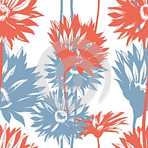 Floral seamless pattern, gerbera flowers