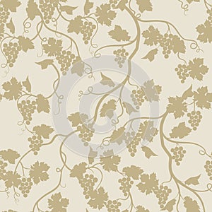 Floral seamless pattern with grape branch. Wineyard retro wallpa