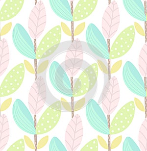 Floral seamless pattern. Hand drawn creative plant. Colorful artistic background. Abstract herb