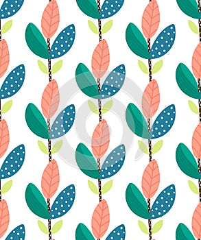 Floral seamless pattern. Hand drawn creative plant. Colorful artistic background. Abstract herb