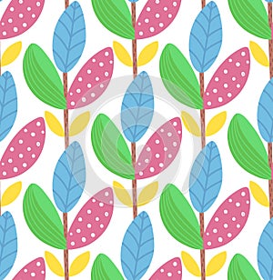 Floral seamless pattern. Hand drawn creative plant. Colorful artistic background. Abstract herb