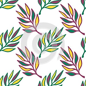 Floral seamless pattern.Hand drawn texture with leaf. Green leaves vector background seamless.