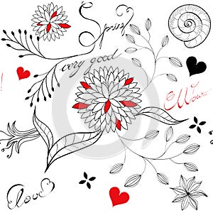 Floral seamless pattern with inscription