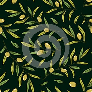 Floral seamless pattern with olive branches.