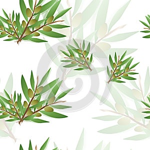 Floral seamless pattern with olive tree vector illustration