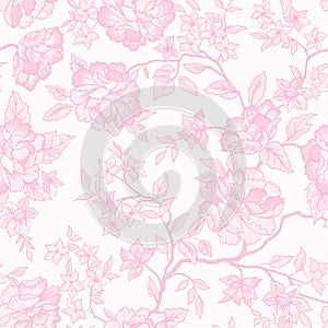 Floral seamless pattern. Pink flower background