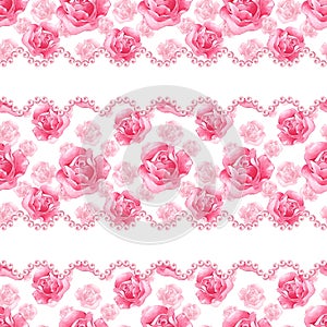 Floral seamless pattern with pink roses