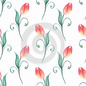 Floral seamless pattern with red flowers 1