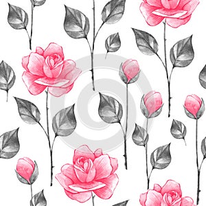 Floral seamless pattern with roses 1