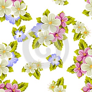 Floral seamless pattern of several flowers. For design of cards, invitations, greeting for birthday, wedding, party, holiday, cele