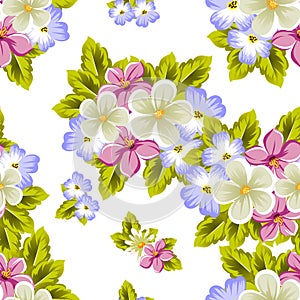Floral seamless pattern of several flowers. For design of cards, invitations, greeting for birthday, wedding, party, holiday, cele