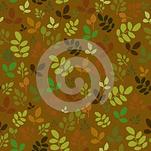 Floral seamless pattern with small colorful autumnal leaves