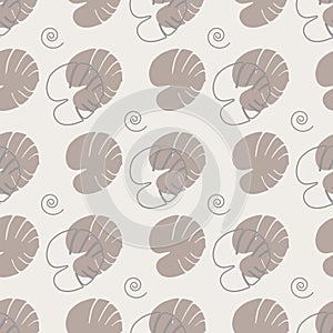 Floral seamless pattern with tropical monstera leaves in Scandinavian style