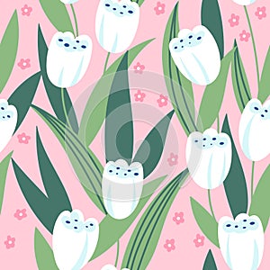 Floral seamless pattern with tulips