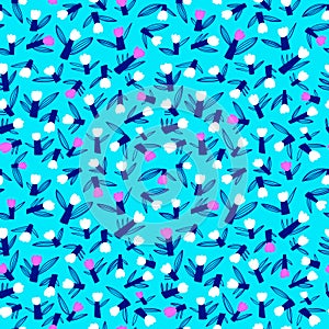 Floral seamless pattern with tulips. Background of abstract flowers and leaves.Vector illustration