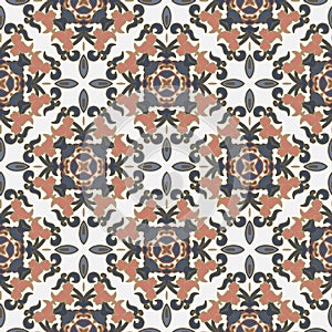 Floral seamless pattern. Vector ornamental ethnic style background. Colorful abstract flowers ornament on white background. Repeat