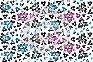 Floral seamless pattern on white background abstract silhouettes of flowers and leaves, vector illustration for design of wrapping