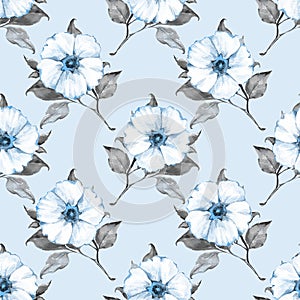 Floral seamless pattern with white flowers 1