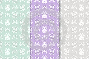 Floral seamless patterns. Colored background