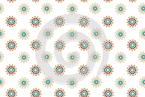 Floral seamless vector pattern. Islamic seamless mosaic. Blue beige red decoration. Graphic illustration texture