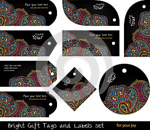 Floral set of tags for gifts and goods